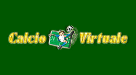 Scritta calcio virtuale con calciatore in rovesciata su un campo da calcio come sfondo